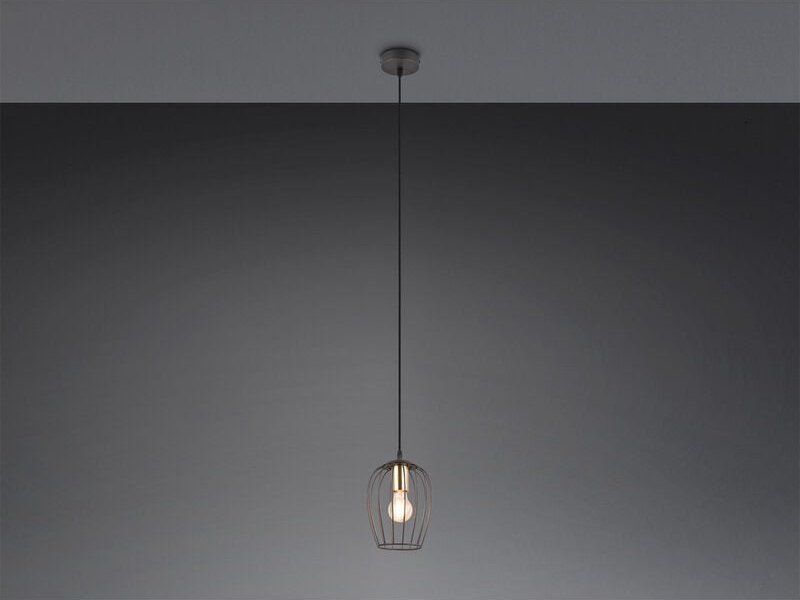 Reality Leuchten - Kleine Pendelleuchte grid mit Gitter Lampenschirm in Schwarz, ø 16cm