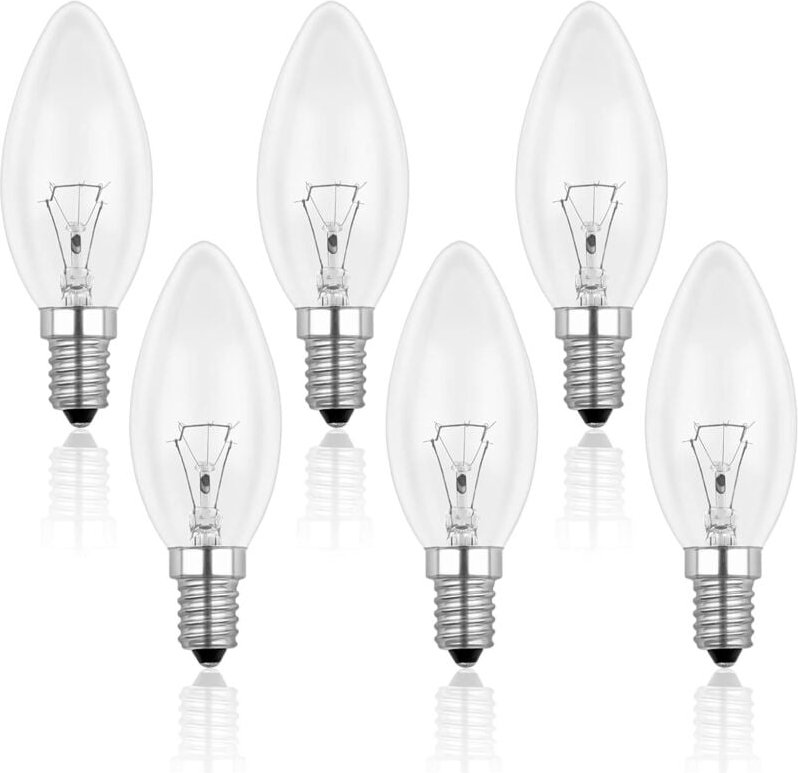 Jusch - E14 40 w klare Kerzenbirne, dimmbare Glühlampe, Warmweiß 2700 k, 400 lm, Flammen-Glühbirne, E14 Edison-Schraub-K...