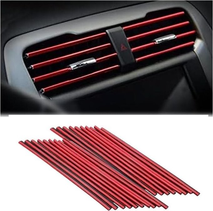 Thumbnail - 20 Pcs Auto Air Vent Outlet Stri PVC Chrom Styling Formteil Auto Air Vent Trim Strip Auto Lüftung Deko Lüftungsschlitze ...