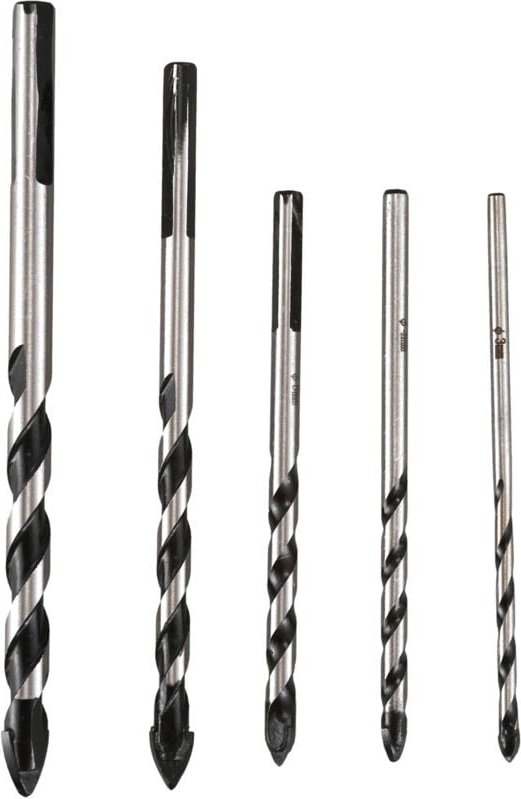 Tlily - 5-teiliges Multimaterial-Hartmetall-Bohrerset für Porzellan, Keramikfliesen, Beton, Ziegel, Glas, Kunststoffmaue...