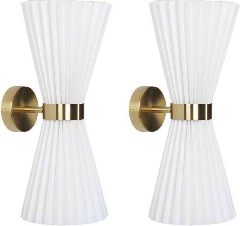 Wandlampe 2er Set TELANG Baumwolle Weiß