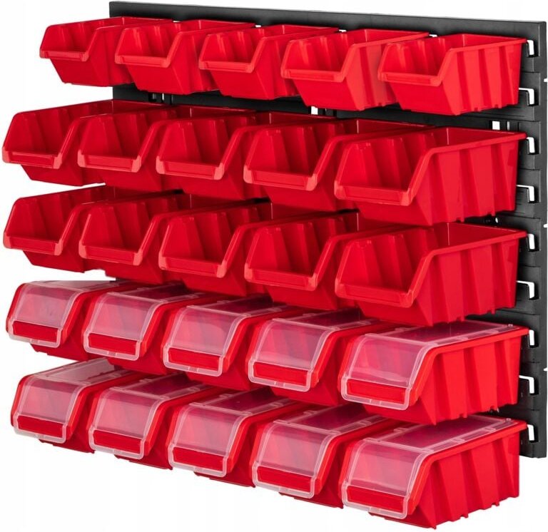 Kadax - Werkstattwandregal, Wandplatten, 58 x 39 cm, Rot, 25 tlg.