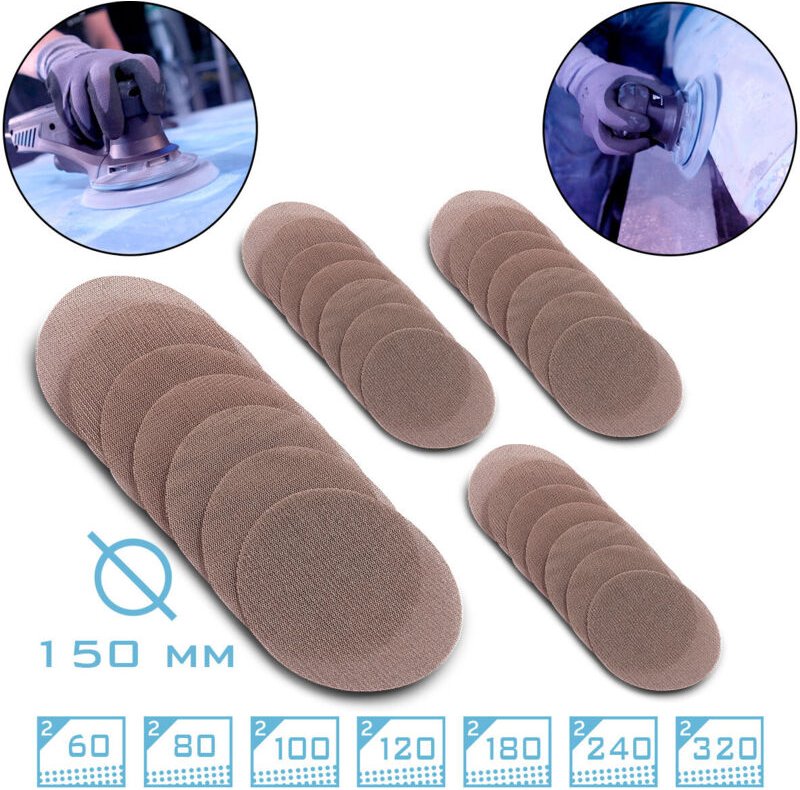 STAHLWERK 2 x Gitternetz-Klett-Schleifscheiben 14er Set 150 mm