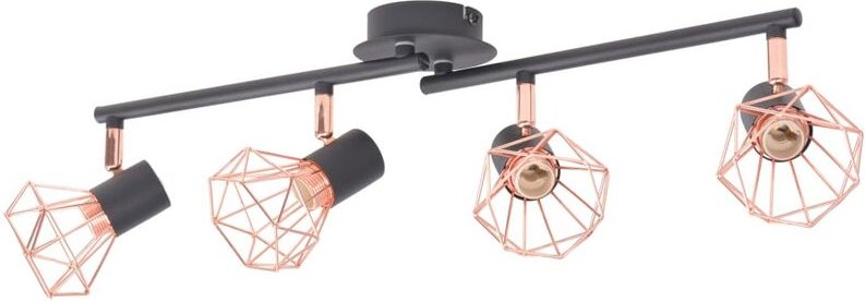 Deckenleuchte mit 4 Strahlern E14 Schwarz und Kupfer Vidaxl