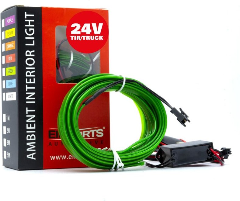 LED Auto Glasfaser Umgebungslicht 24V Grün 5 Meter