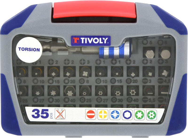 Box mit 35 Teilen – 34 Twist-Bits + 1 magnetischer Schnellwechsel-Bithalter - Tivoly