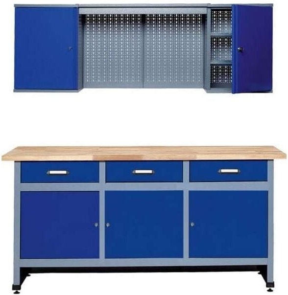 Kupper - Küpper Sparset 70421–7, 170 cm breit, Werkbank, Hängeschrank, ultramarinblau