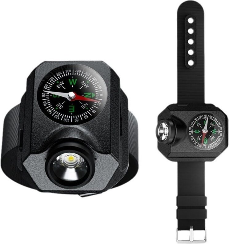 Handgelenk Camping Licht mit Kompass, LED Notlicht, Nacht Laufende Taschenlampe,5 Beleuchtungsmodi,Geeignet für Outdoor ...