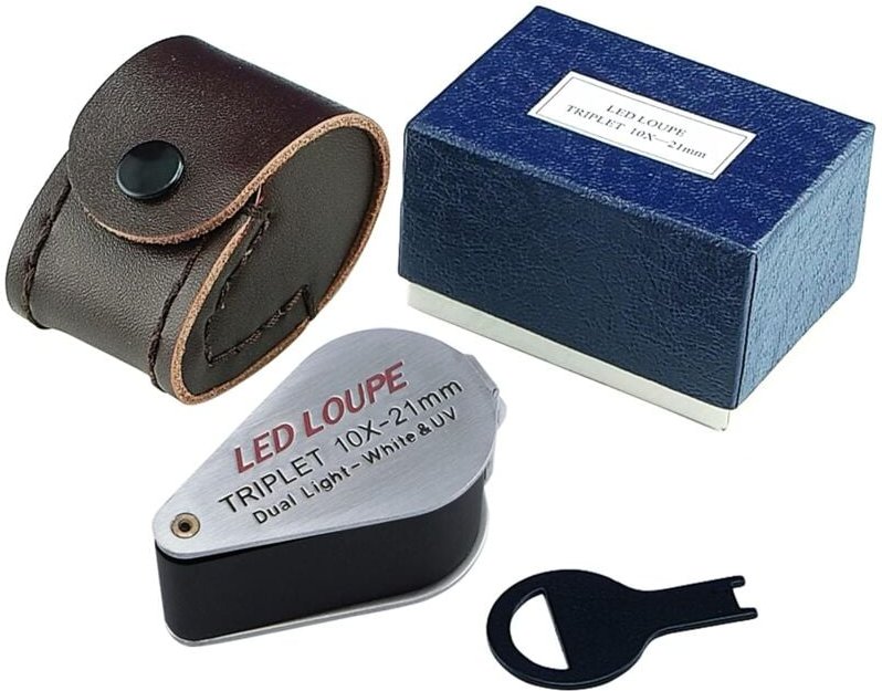 Ladacèe - 10 x + UV-Licht Mini-Klapplupe für Juwelen, Augenlupe, Schmuck für Edelsteine, Schmuck, Steine, Steine, Briefm...
