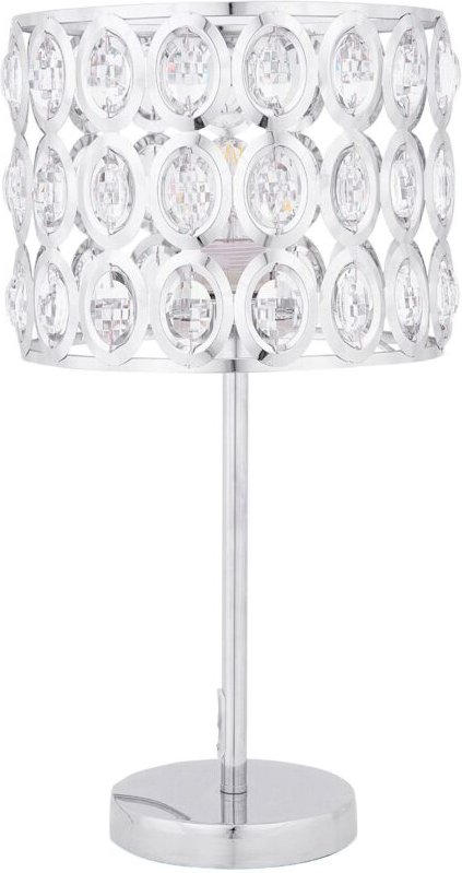 Beliani - Tischlampe Silber Metall 53 cm Schirm mit Kristallen aus Acrylglas Kabel mit Schalter Moderner Glamouröser Sti...