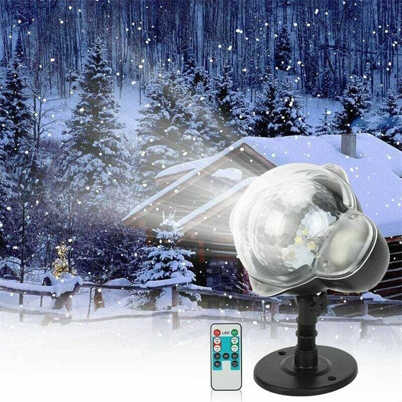 Schneefall-LED-Lichtprojektor, Lichter mit drehbarer Fernbedienung, wasserdichte Landschaftsschneeflocke, dekorative Bel...