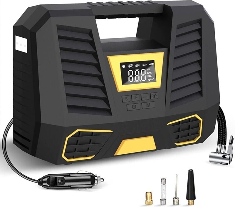 Tragbarer Luftkompressor, 12 V, 150 psi, Autokompressor, digitaler tragbarer Reifenfüller, Mini-Luftkompressor mit LED-L...