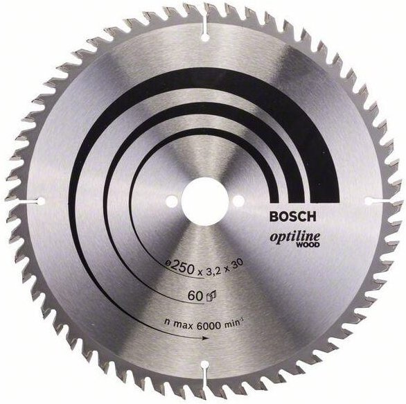 Bosch PRO Wood Kreissägeblatt, 250 x 3,2 x 30 mm, T60