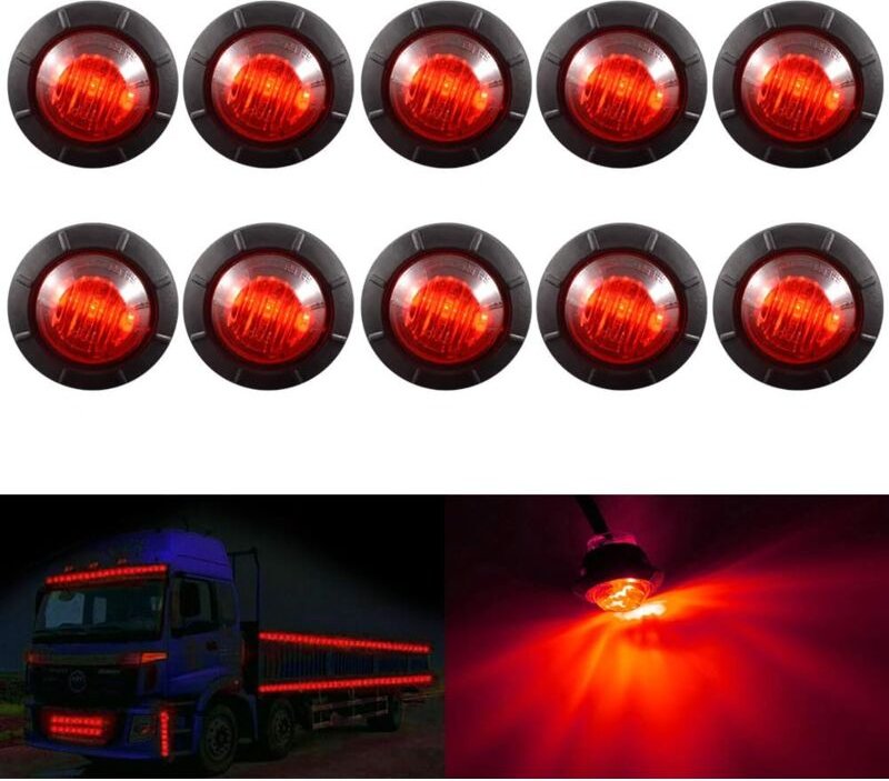 3/4' runde LED-Front- und Rückseitenmarkierungsanzeiger, wasserdichte Kugelmarkierungsleuchte, 12 v, für pkw und lkw (ro...