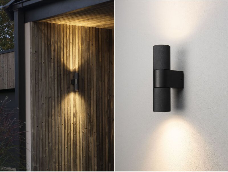 Meinewunschleuchte - Up and Down led Außenwandleuchte Aluminium Schwarz, Höhe 23,5cm