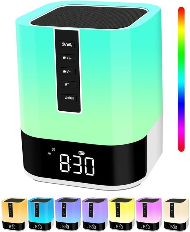 Thumbnail - Beleuchteter Bluetooth-Lautsprecher-Nachtlicht, Kinderwecker, leuchtender Wecker, Touch-Nachttischlampe, Kinder-Nachtlic...