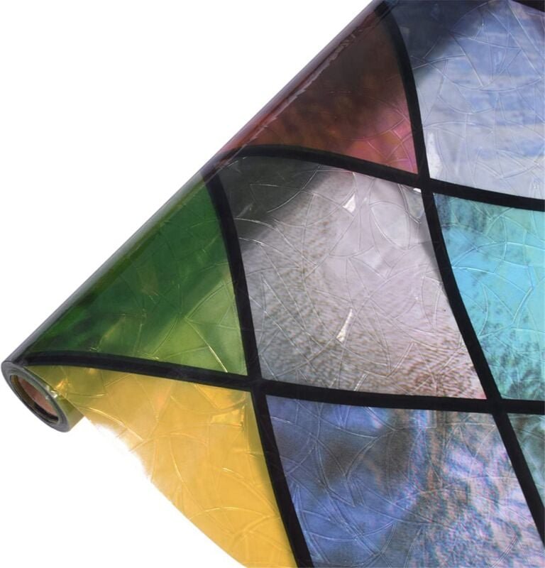 Sichtschutz-Fensterfolie, Buntglas-Regenbogen-FenstertöNung, Klebefreie Dekorative 3D-Fensteraufkleber für Zuhause, BüRo...