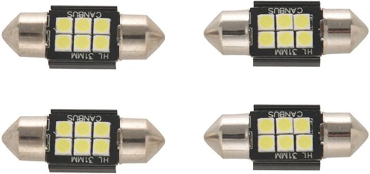 Tlily - LED-Birnen mit 400 Lumen für Autoinnenbeleuchtung, Nummernschildkuppel, KartentüR, Courtesy 31 Mm Girlande De317...