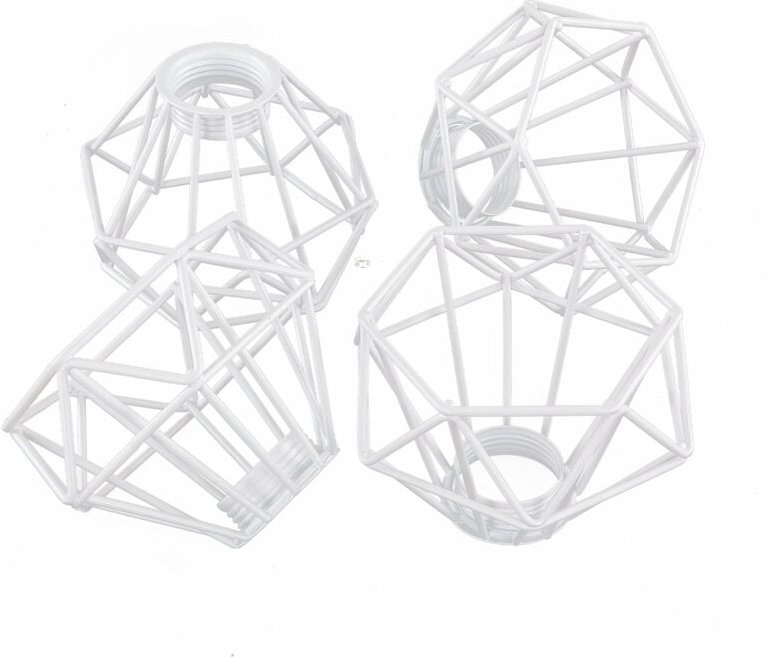 Licht-erlebnisse - Lampenschirm Set Metall Draht geometrisch Weiß 4 Stück für Tischleuchte E14 Retro Schirm