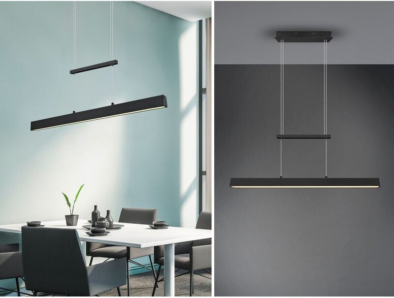 LED Pendelleuchte PAROS Schwarz dimmbar & höhenverstellbar, Breite 90cm