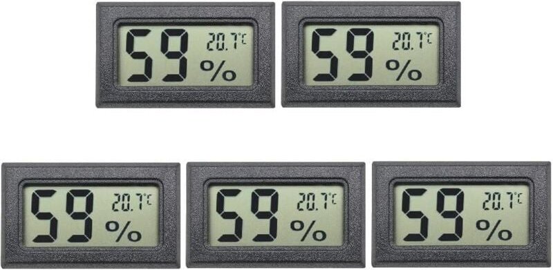 5 Stück Mini-Digitalthermometer-Hygrometer für den Innenbereich, Hygrometer, Temperatur und Luftfeuchtigkeit mit Gradang...