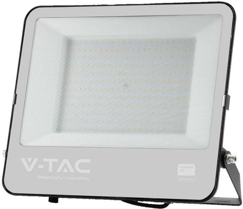 V-tac - LED-Flutlicht Schwarzes Gehäuse Samsung IP65 Wasserdicht Schwarz + Graues Glas 200W 17540 Lumen 6500K
