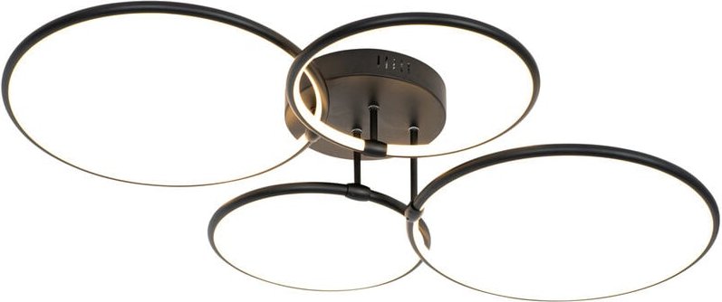 Design Deckenleuchte Schwarz inkl. led 3-stufig dimmbar 4-flammig - Joaniqa