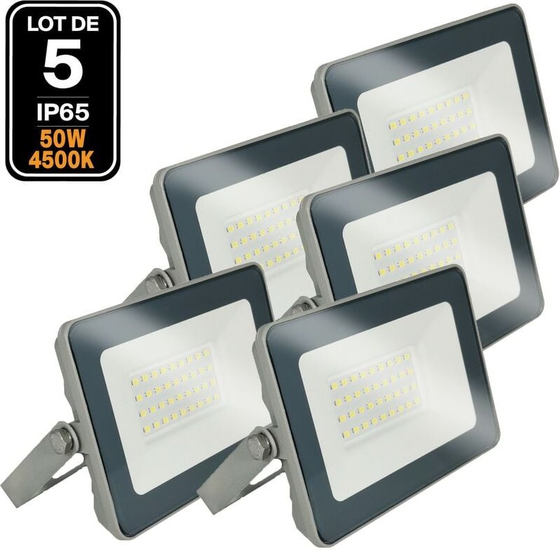 Europalamp - 5 LED-Fluter 50W ProLine Neutralweiß 4000K Hohe Helligkeit.