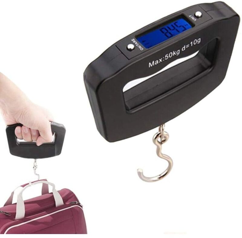 Mengshen Stahlwaage 50 kg, hintergrundbeleuchtetes LCD-Display, Haken, für Gepäck, Jagd, Landwirtschaft, Fabrik.