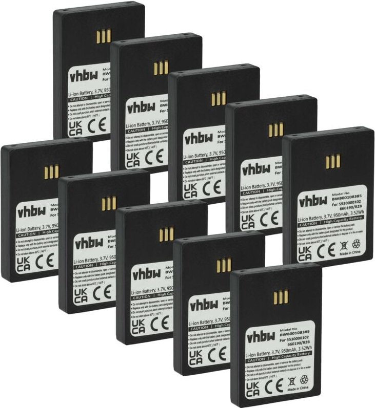 vhbw 10x Akku kompatibel mit Ericsson DT690, DT692 schnurlos Festnetz Telefon (950 mAh, 3,7 V, Li-Ion) Schwarz