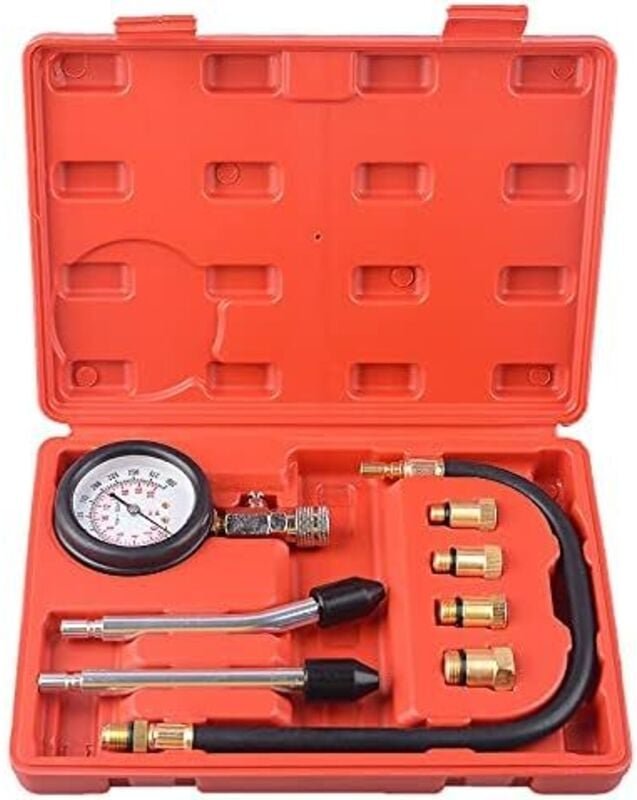 Kompressionstester-Set mit 4 Adaptern, Kompressortester-Set für Benzinmotor 0-300 PSI / 0-20 Bar