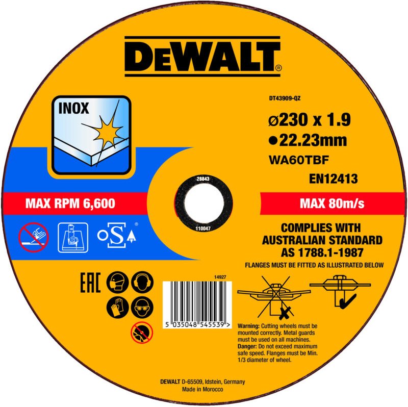 Zubehör - Trennscheibe: 230 x 22.2 x 1.9 mm DT43909 - Dewalt