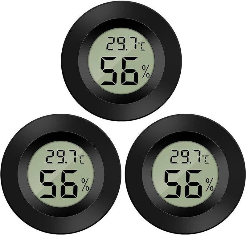 Odipie - 3er-Pack Hygrometer, Thermometer, digitaler LCD-Monitor, Luftfeuchtigkeitsmessgerät für Luftbefeuchter, Luftent...