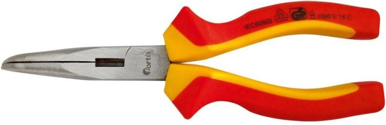 Fortis Storchschnabelzange VDE gebogen 200 mm, Mehrkomponenten-Griff