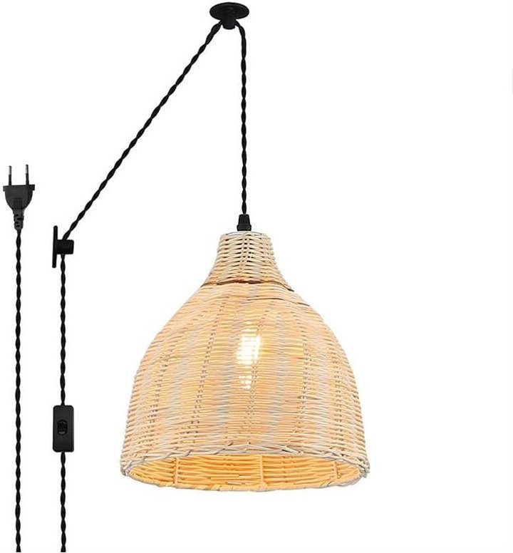 Pendelleuchte aus Korbgeflecht mit Flaschenzug 'saski'.