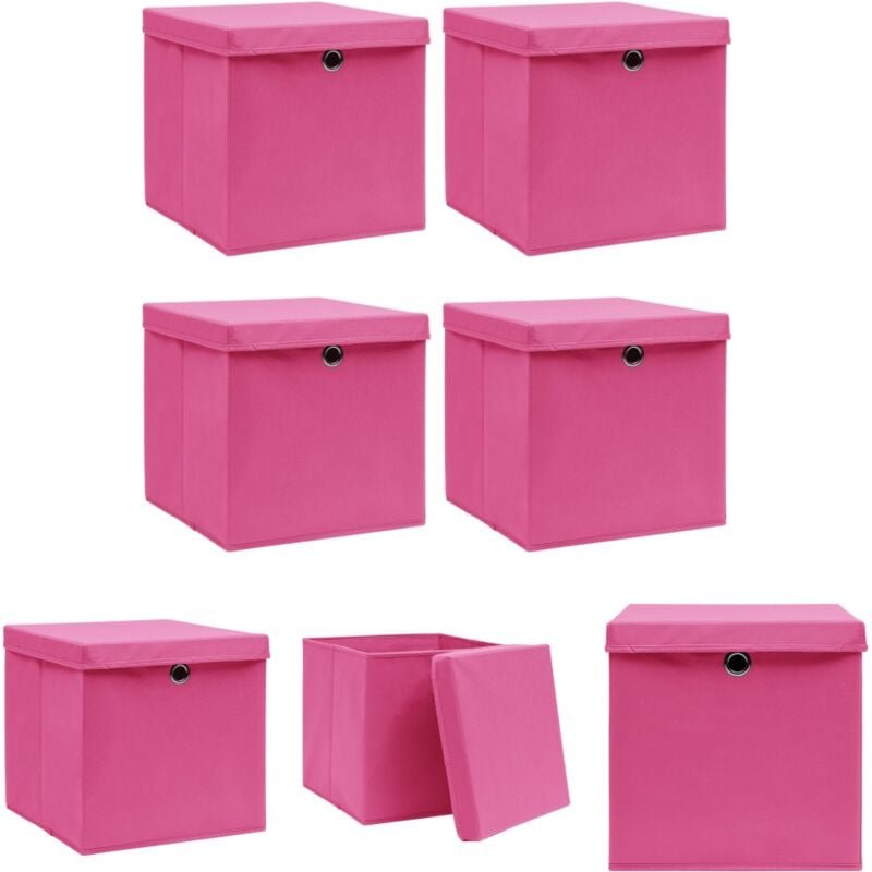 The Living Store Aufbewahrungsboxen mit Deckeln 4 Stk. Rosa 32x32x32 cm Stoff - Ordnungshelfer