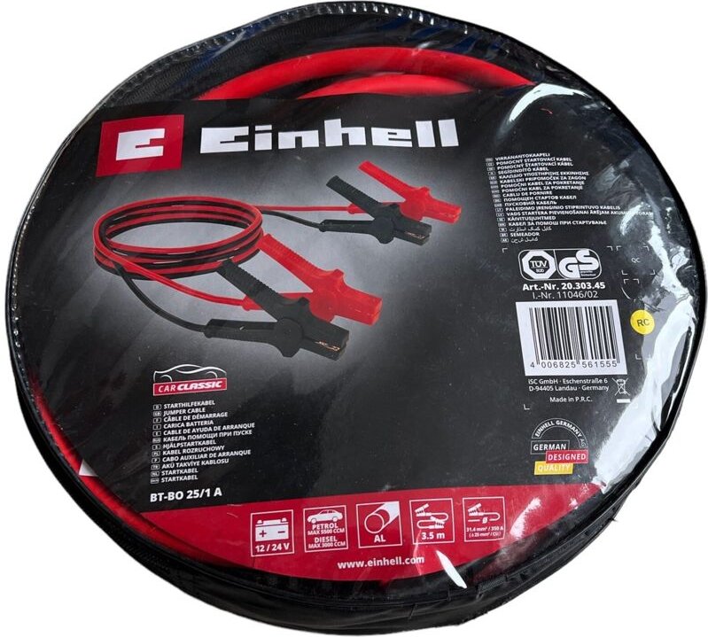 Thumbnail - Einhell - Starthilfekabel bt-bo 25/1 a für Benzin- und Dieselmotoren (4 vollisolierte Polzangen, mit praktischer Trageta...