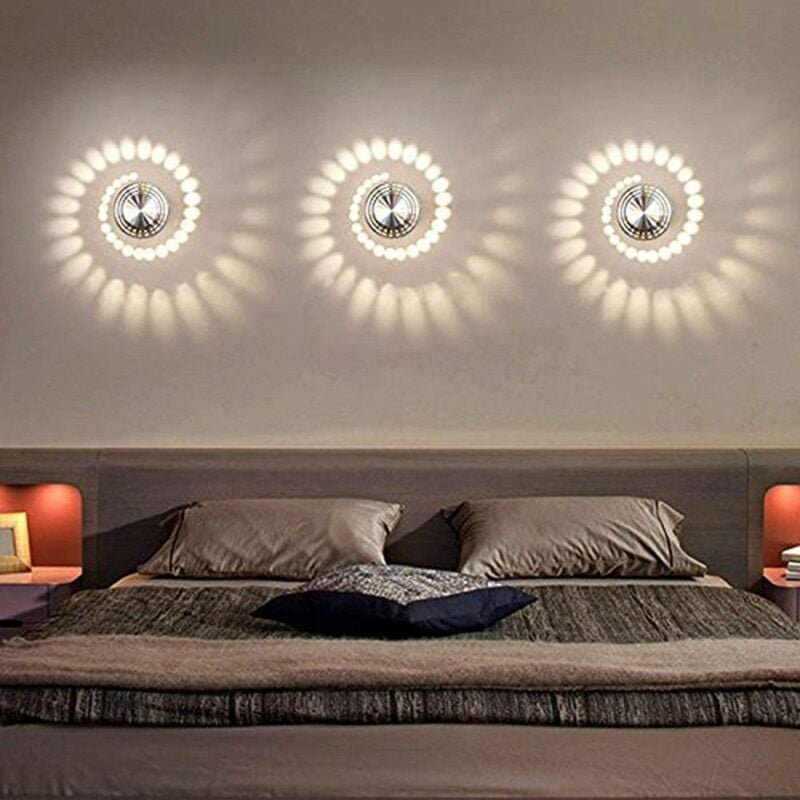 Wandleuchte led, 3W Wandlampe in Sonne Streulichtdesign, Flurlampe Spirale Effekt für Innen Schlafzimmer Wohnzimmer Trep...