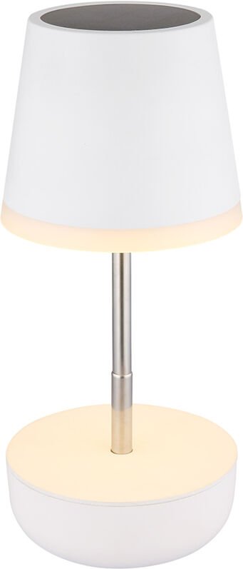 Thumbnail - Solarlampe Tischleuchte Außenlampe Balkonlampe verstellbar weiß led Gartenlampe, Edelstahl, led 3000K warmweiß, h 25 cm