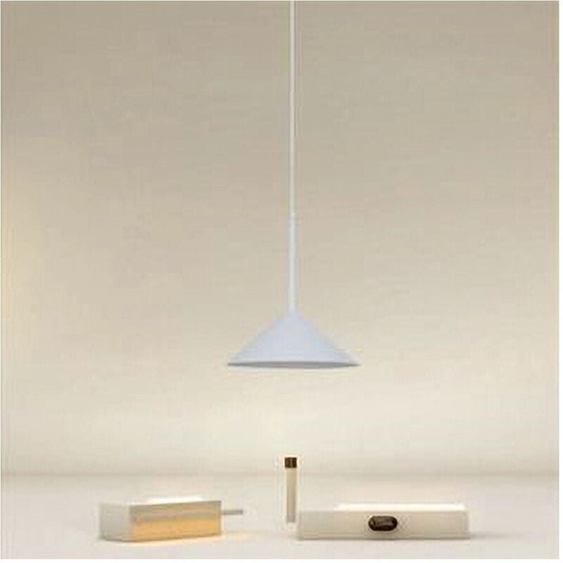 Trade Shop - moderne pendelleuchte mit weissem dreieckigem lampenschirm aus eisen E27 33856 -