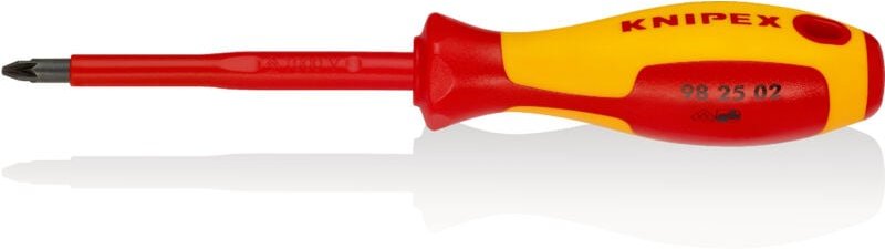 Knipex - 98 25 02 Schraubendreher für Kreuzschlitzschrauben Pozidriv® isolierender Mehrkomponenten-Griff, VDE-geprüft br...