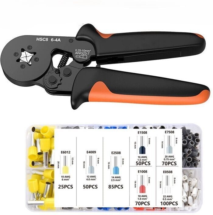 Crimpzange, Elektrische Anschlussklemmen-Crimpzange 0,5-6 mm² mit 7 Größen von elektrischen Crimpklemmen, Crimpklemme, e...