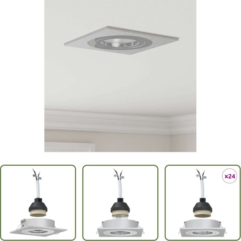 vidaXL Spotleuchte - Spotlight 24 pcs Silber 9 x 9 x 2 cm Aluminium