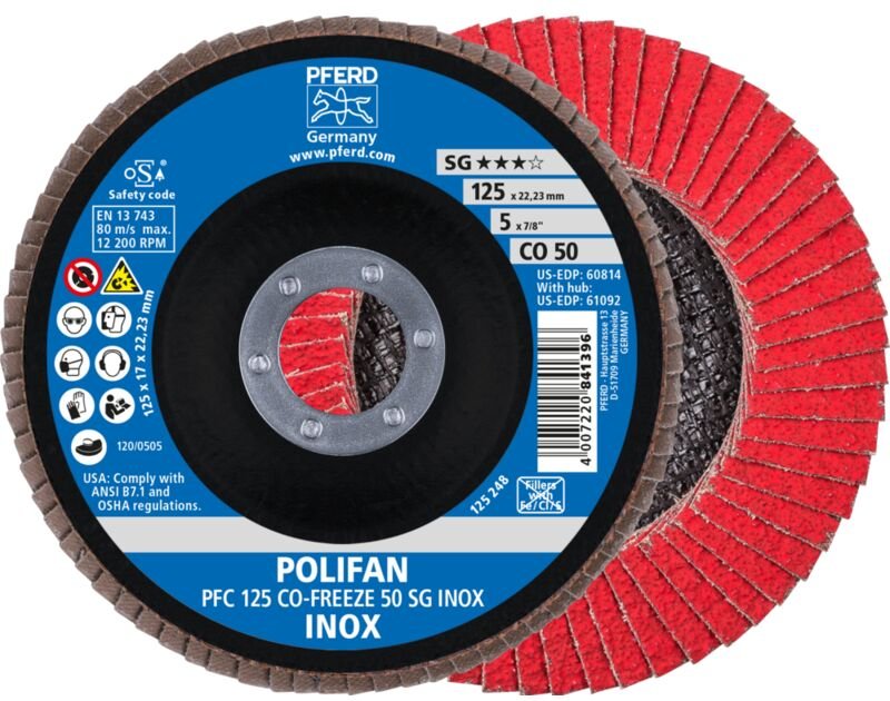 Fächerschleifscheibe cofreeze gewölbt 125mm K50 Pferd