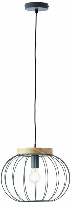 Lampe, Sorana Pendelleuchte 1flg türkis, Metall/Holz, 1x A60, E27, 40W,Normallampen (nicht enthalten) - Brilliant