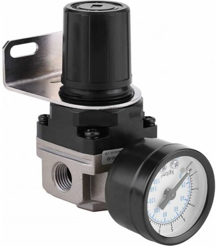 Luftdruckregler, AR2000-02 G1/4 luftbetriebener Kompressor mit Manometer, 1/4-Zoll-Ventil, verstellbares Luftdruckmessge...