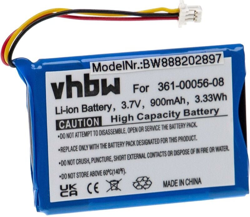 Vhbw - Akku Ersatz für Garmin 361-00056-08 für gps Navigation Navi (900mAh, 3,7V, Li-Ion)