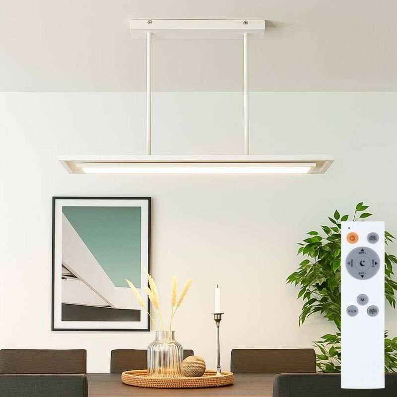 Led Hängeleuchte Pendellampe Wohnzimmerleuchte Esszimmerlampe, Metall Acryl weiß, rgb Farbwechsel dimmbar Fernbedienung ...