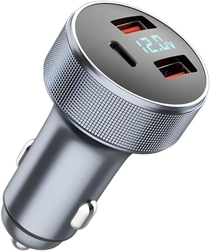 KZQ - 72 w USB-Autoladegerät, Schnellladeadapter aus Metall, Dual usb 18 w qc 3.0 + 36 w pd, USB-Autoladegerät mit LED-V...