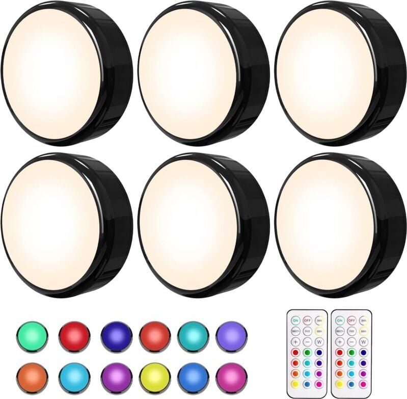 Jalleria - Packung dimmbare LED-Unterschrankleuchten – LED-Küchenleuchten – batteriebetriebene mehrfarbige led – Vitrine...